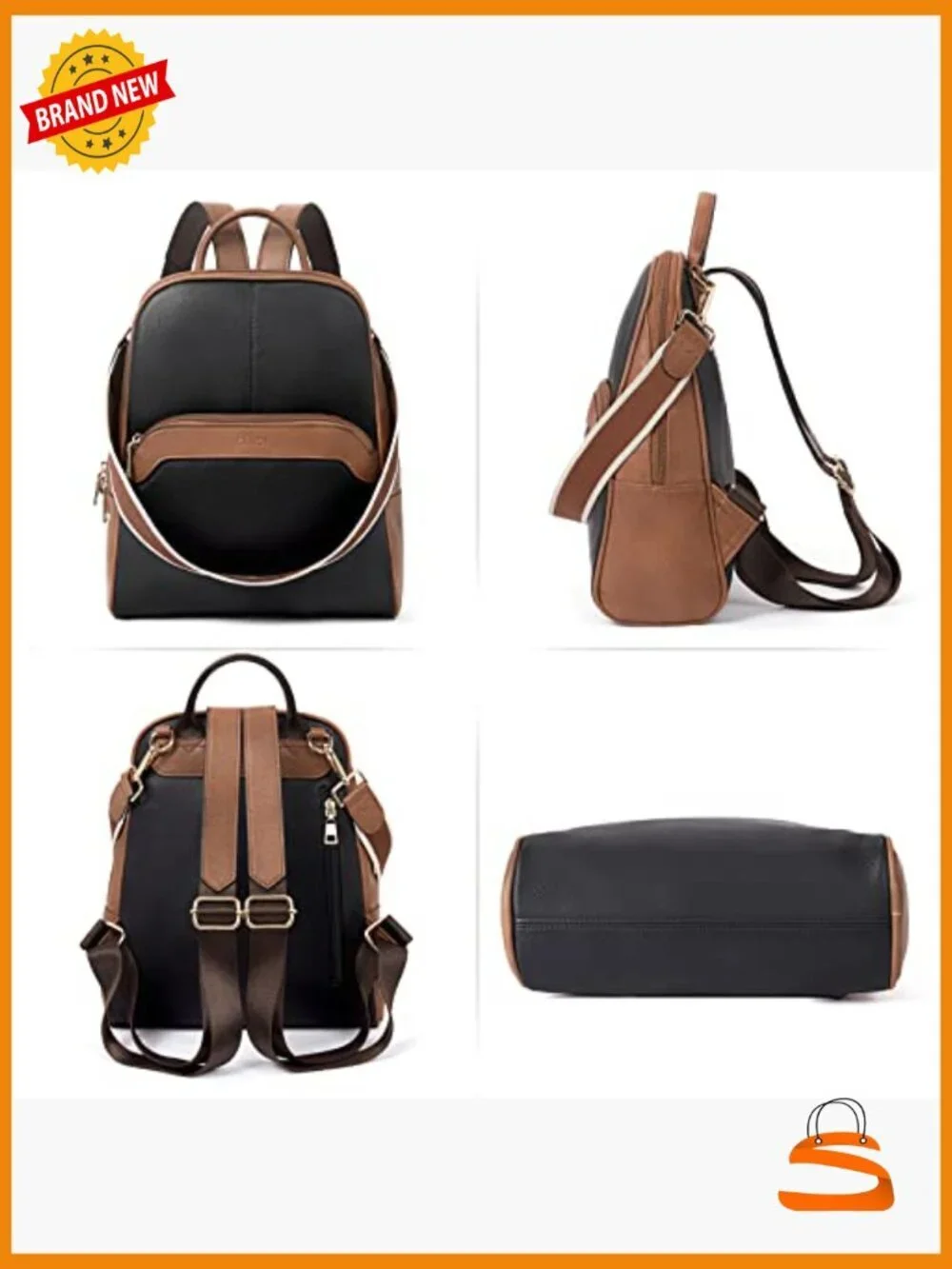 Convertible Faux Leather Backpack Purse, Medium Travel Daypack with Multiple